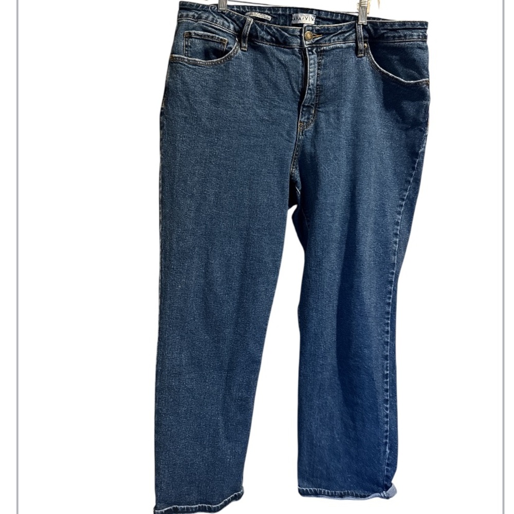 Ava & Viv Dark Blue 90’s Straight Leg Jeans high rise size 18 distressed